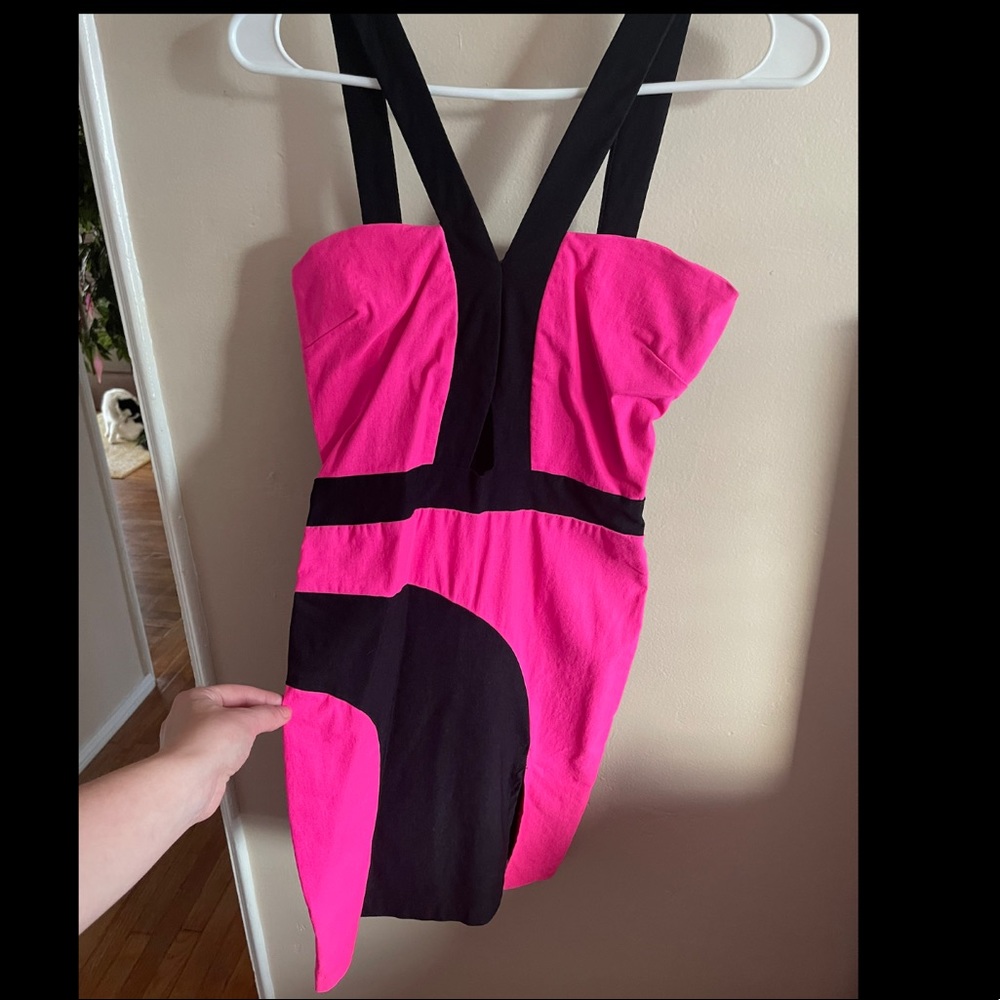 Hot Pink and Black Mini Dress